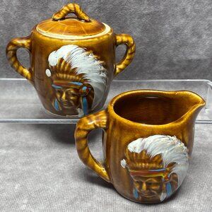 2PC Oklahoma Native American Art Cream + Sugar Golden Aspen by Thrifco Japan